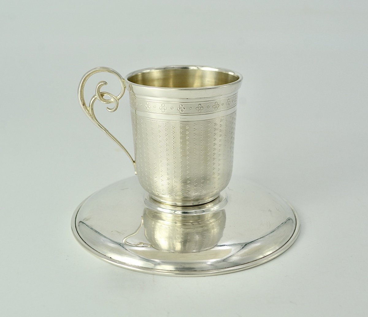 Tasse Et Sa Sous Tasse En Argent, France Vers 1900-photo-4