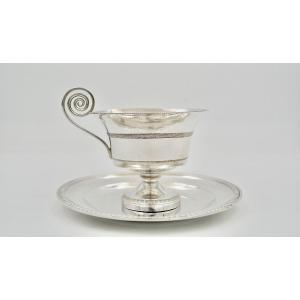 Silver Cup And Saucer, France Circa 1803