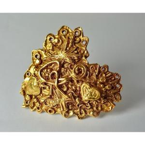 Broche En Metal Doré, Christian Lacroix France 