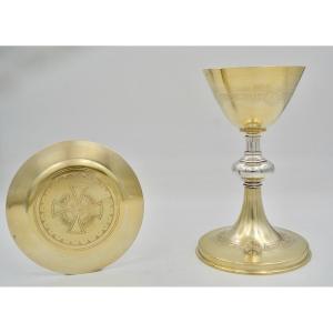 Chalice And Its Paten In Silver And Gilded Silver France Circa 1890