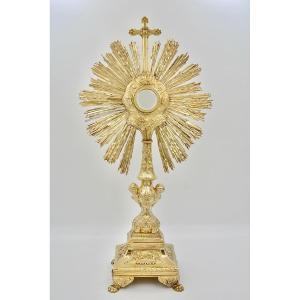 Monstrance In Gilded Silver, France Circa 1850 By Favier Orfèvre