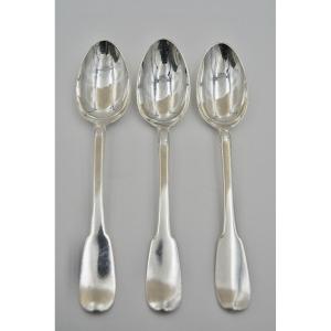 Suite Of Three Tea Spoons, France Eighteenth Century