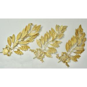 Golden Silver Decorations / Three Pieces / France Circa 1900