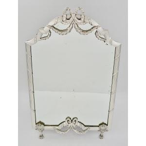 Miroir De Toilette a chevalet En Argent Et Bois De Rose, France XIXe Siècle Par Boivin Orfevre 