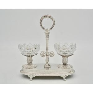 Serviteur De Table En Argent Et Cristal , France 1819-1838