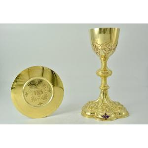 Calice Et Patène En Argent Doré, France Vers 1900