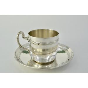 Coffee Cup And Its Saucer, Silver France Circa 1882