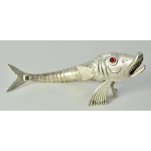 Articulated Fish In Silver Spain Mid 20th Century 