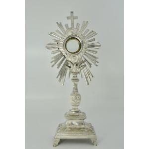 Ostensoir Soleil En Bronze Argenté, France Vers 1800