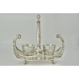 Monture huilier vinaigrier, argent  vers 1800, poinçon Coq 