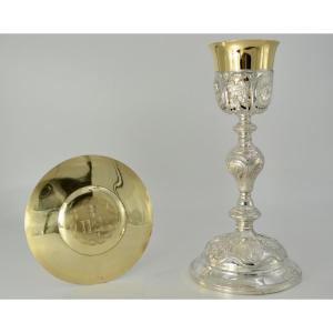 Silver And Vermeil Chalice And Paten, France, 19th Century, By Favier Brothers 