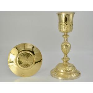 Calice et patene argent doré. France XIXe siecle;