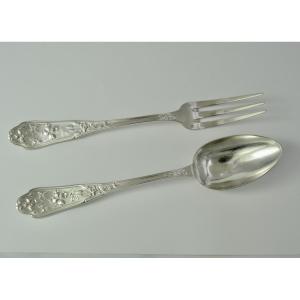 Art Nouveau. Couvert en argent France debut du XX eme siecle .