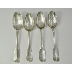 Cuillères en argent France XVIII siecle , quatre pieces.