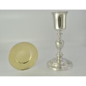 Silver Chalice And Paten, France, 19th Century.