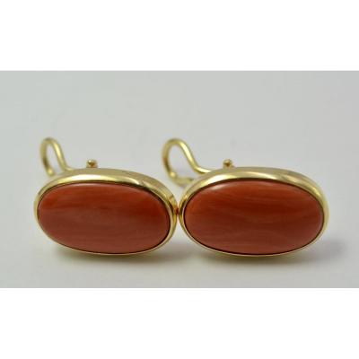 Gold And Coral Earrings