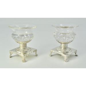 Silver And Glass Salt Shaker, Paris Circa 1809-1819