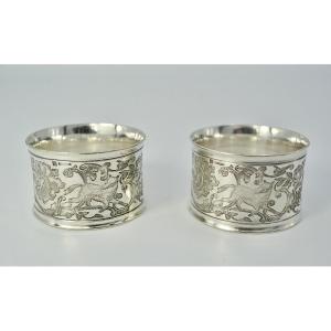 Christofle, Pair Of Napkin Rings In Silver Metal