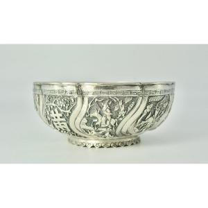 China Circa 1900. Silver Rice Bowl