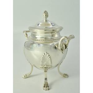 Jam / Sugar Pot In Silver France Circa 1900, Empire Style