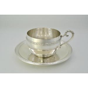 Silver Cup And Saucer /france Circa 1902