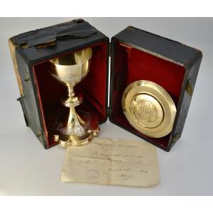 Chalice His Paten In Gilt Silver, France By Paul Brunet Circa 1900