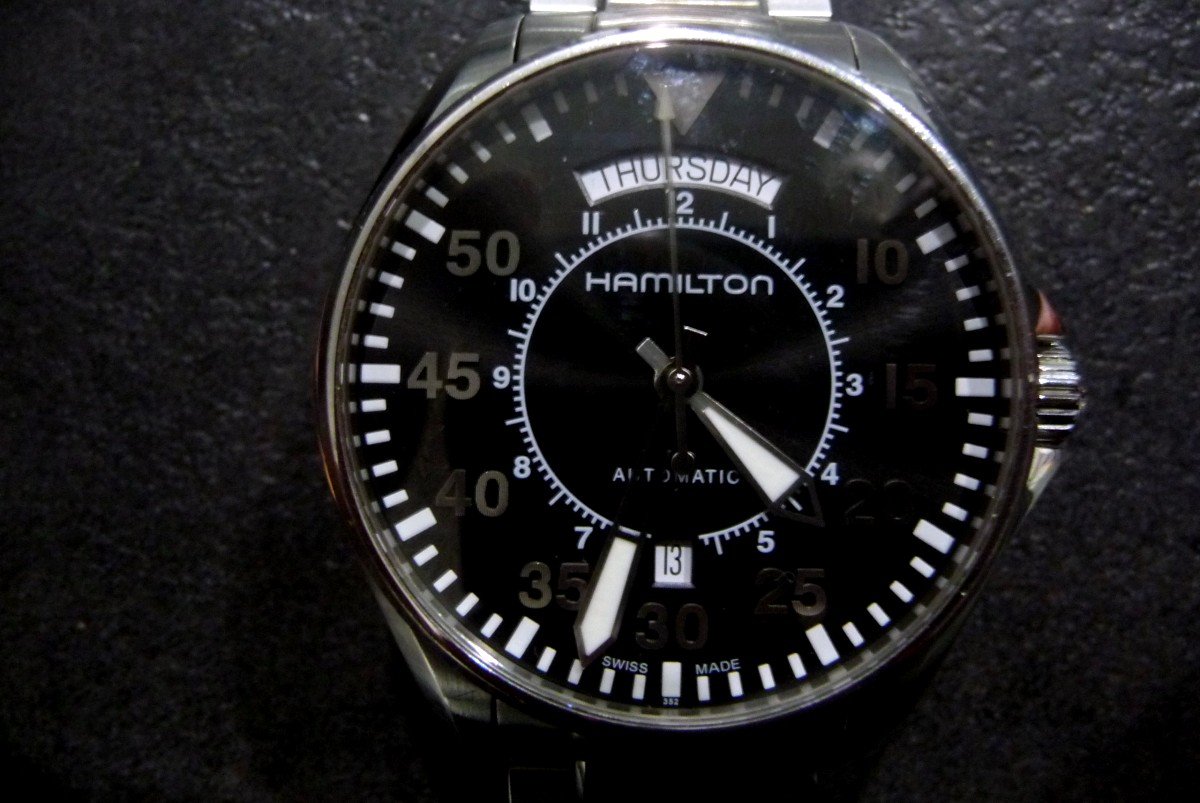 Montre Bracelet De Pilote En Acier De Marque Hamilton Avec Mouvement Automatique