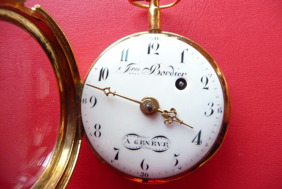 Very Beautiful 18th Century Enameled Watch, From (bordier Brothers In Geneva), Circa 1780. -photo-4