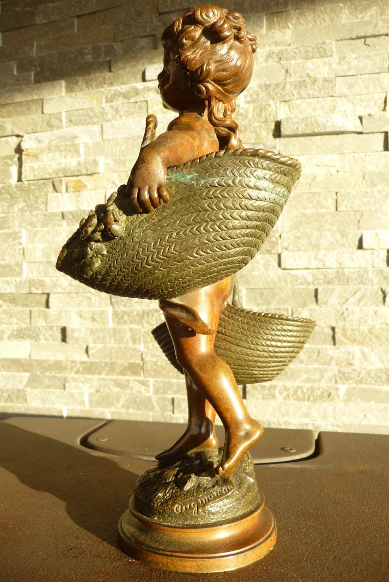 Very Beautiful Bronze By Auguste Moreau (young Basket Carrier) 19th Century -photo-2