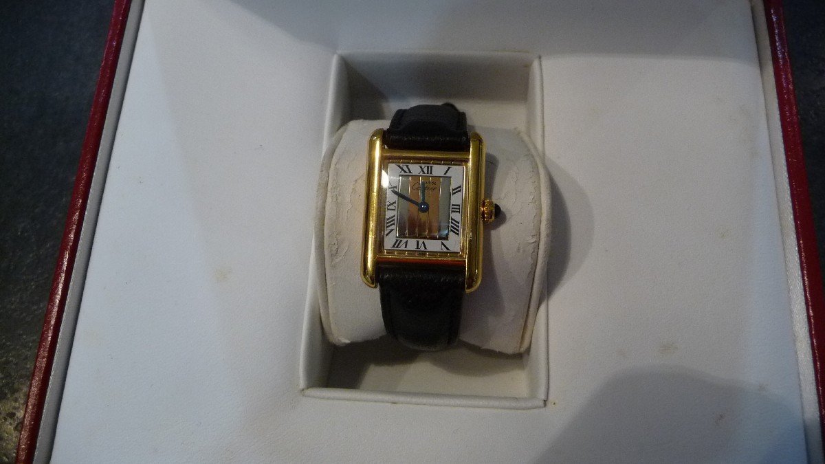 Cartier: Beautiful Cartier Must De Dame Watch In Vermeil, 1980s, Guaranteed Serviced.-photo-3