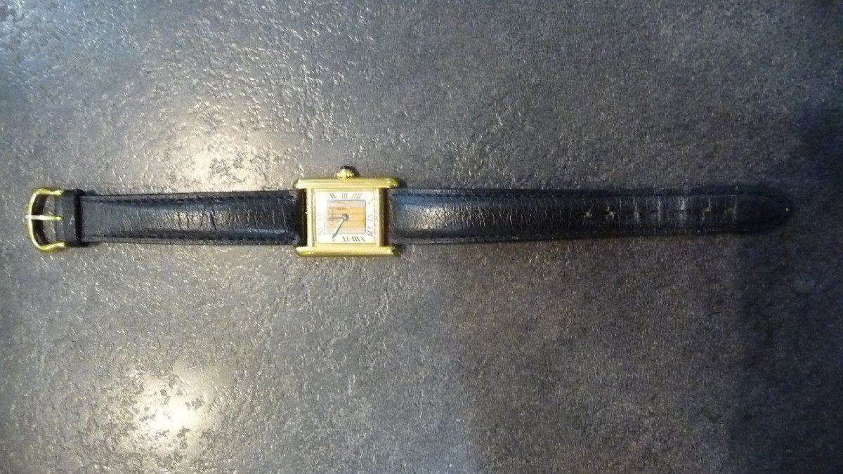 Cartier: Beautiful Cartier Must De Dame Watch In Vermeil, 1980s, Guaranteed Serviced.-photo-2