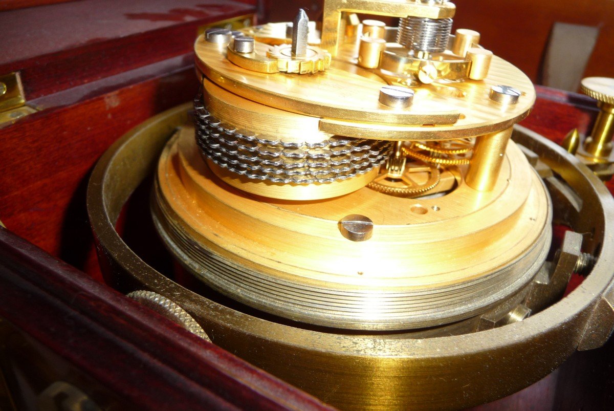 Chronomètre De Marine Russe Avec Boitier Et Double Boitier En Acajou. Milieu Du XXéme Siècle-photo-3