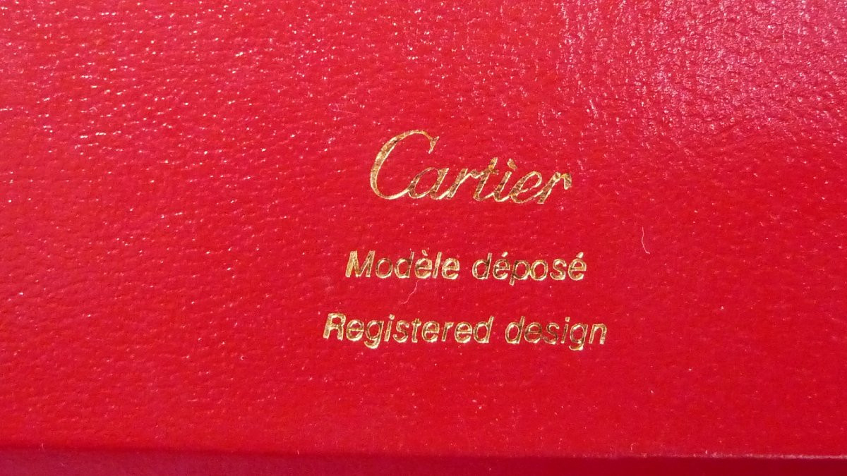 Cartier: Pendulette De Cartier, Métal Doré Décor Lapis Lazuli, Avec Boite Et Papiers d'Orignes-photo-3