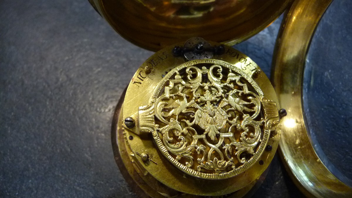 Louis XIV Single-hand Onion Watch By The Lyonnais Watchmaker (nicolas Bouquet), Circa 1680.-photo-4