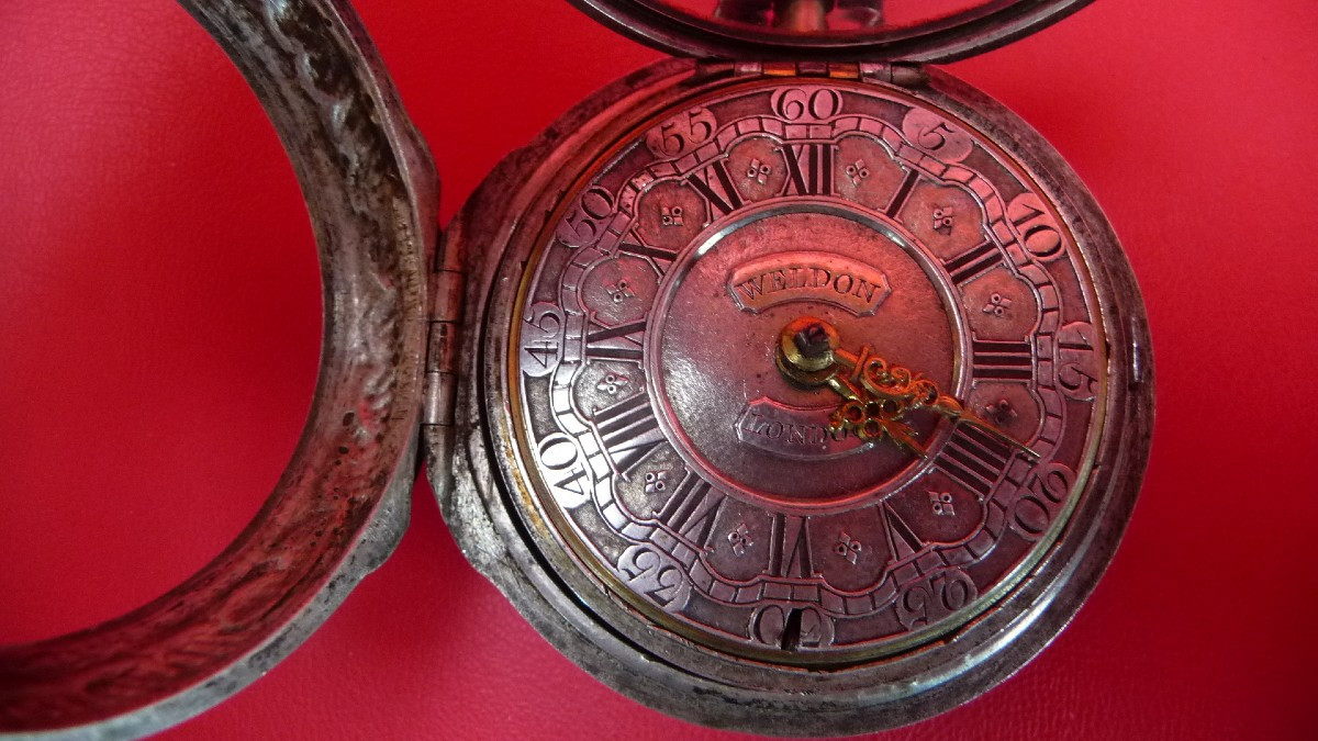 Very Rare Silver Double-cased Onion Watch By James Weldon London, Circa 1740-photo-3