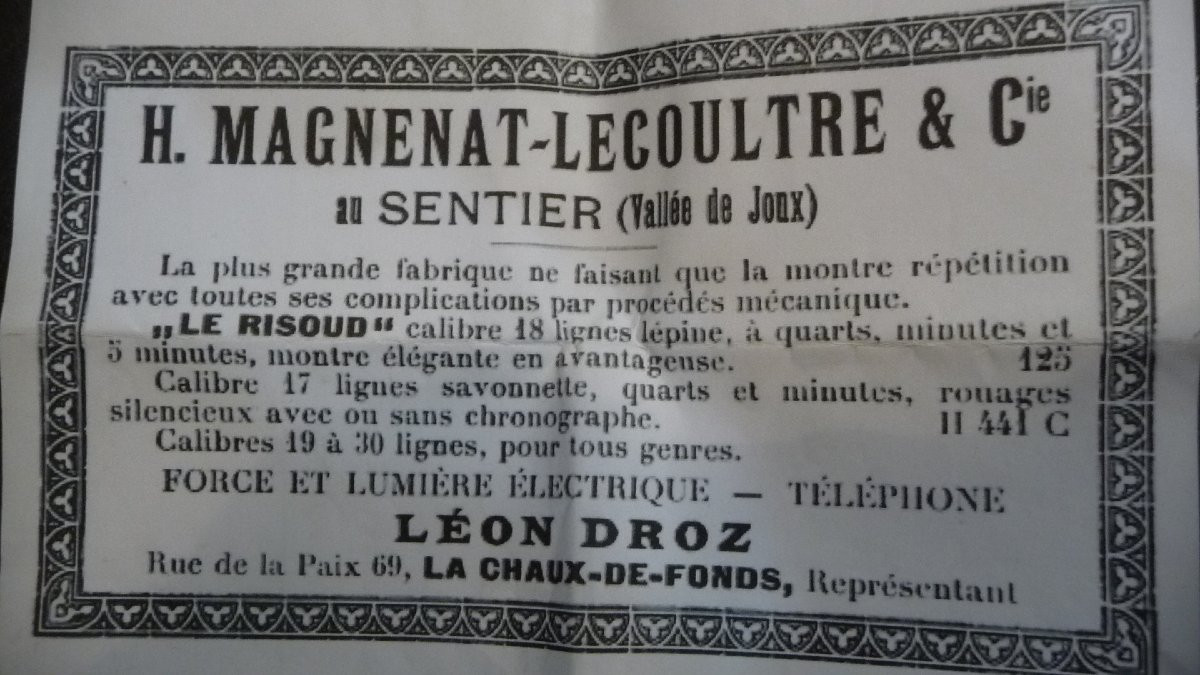 Very Rare Watch With Hour And Quarter Strike From The Magnenat-lecoultre Factory In Sentier-photo-3