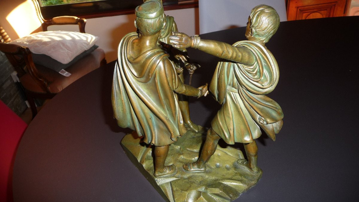 SUISSE : Important groupe de 3 personnages, figurant (le serment de Grütli), èpoque XIXème-photo-3