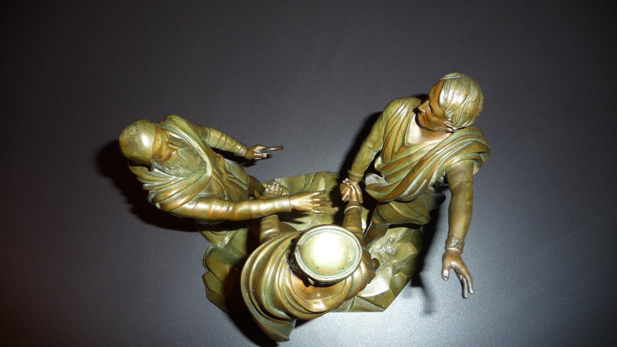 SUISSE : Important groupe de 3 personnages, figurant (le serment de Grütli), èpoque XIXème-photo-4