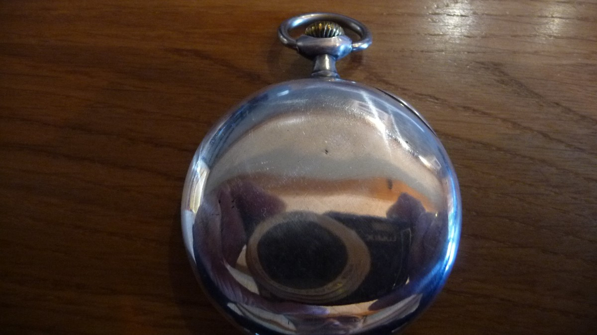 OMEGA : Montre de gousset de marque (Oméga), en argent massif, époque 1900-photo-2