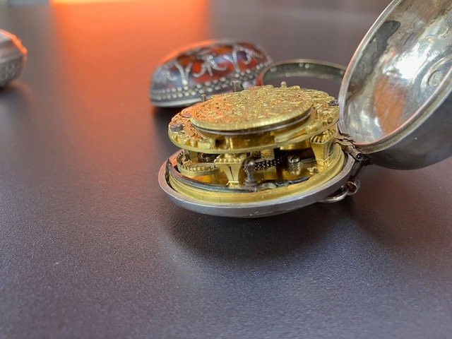 Onion Watch, Early 18th Century, In Silver And Tortoiseshell, Studded, By Rodet In London, Circa 1715-photo-4