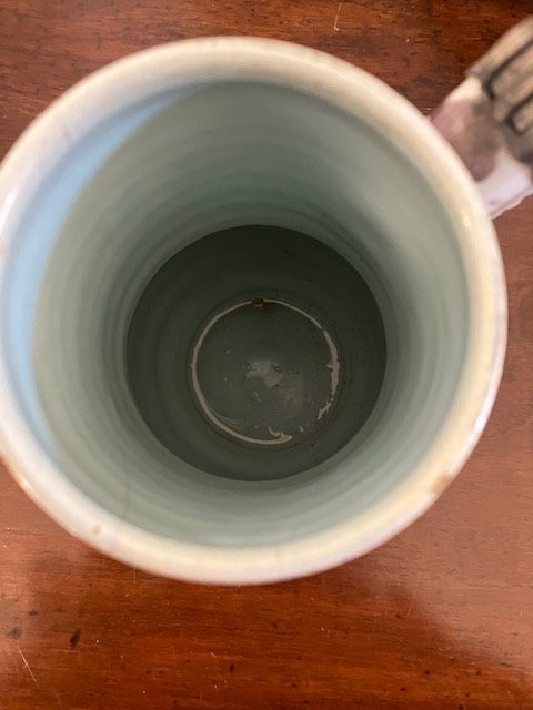 Polychrome German Earthenware Pitcher, 18th Century, With Tin Lid.-photo-2