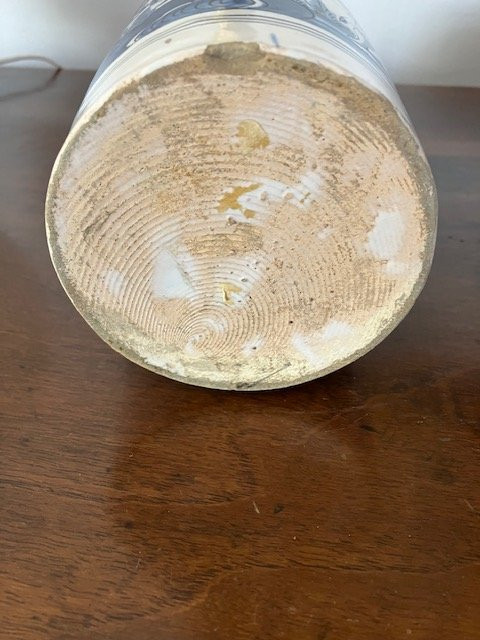 Pichet en faïence du XVIIIème siècle, de fabrication allemande avec couvercle en étain.-photo-3