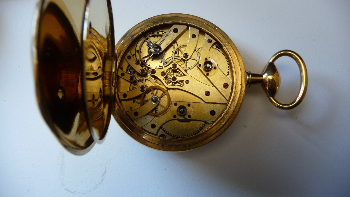 Gilt Metal Gousset Watch With Independent Deadbeat Seconds, Circa 1840.-photo-4