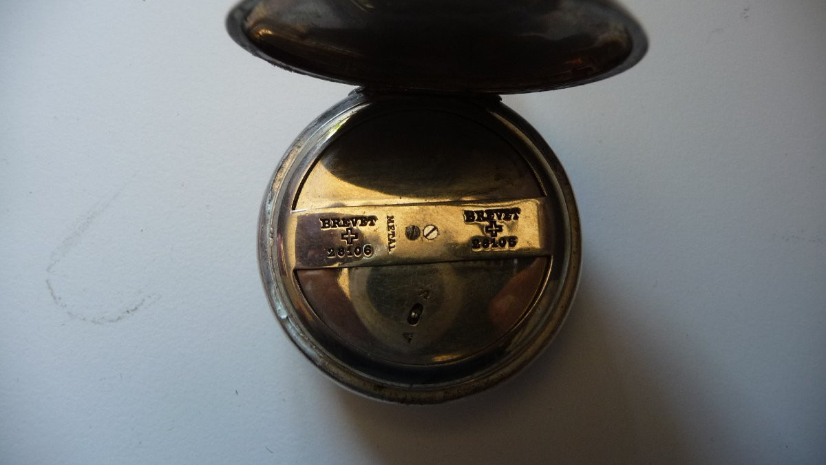 Silver-plated Gousset Watch With (alarm Chime) Swiss Patent, Circa 1900.-photo-3
