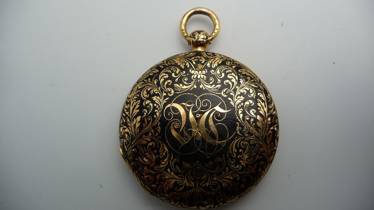 Charles Oudin : Montre en or émaillée d'époque Charles X , de Charles Oudin élève de Breguet-photo-2