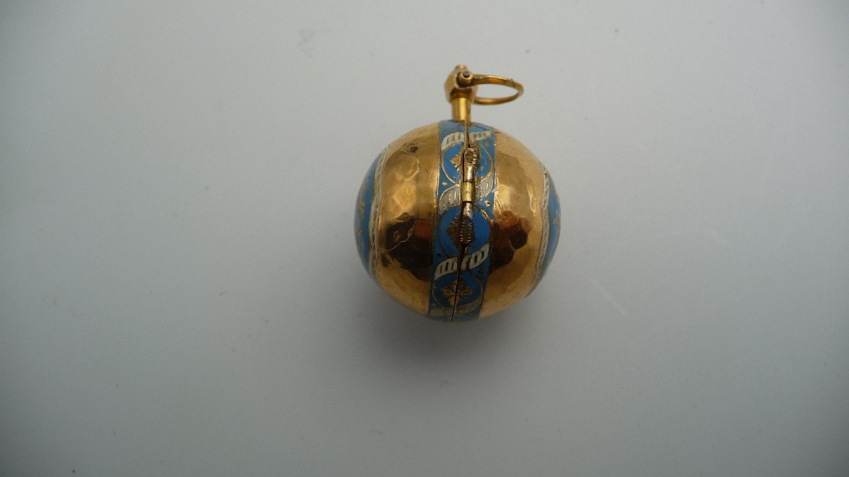 Enamelled Gold Ball Watch, Probably (geneva), First Empire Period-photo-2