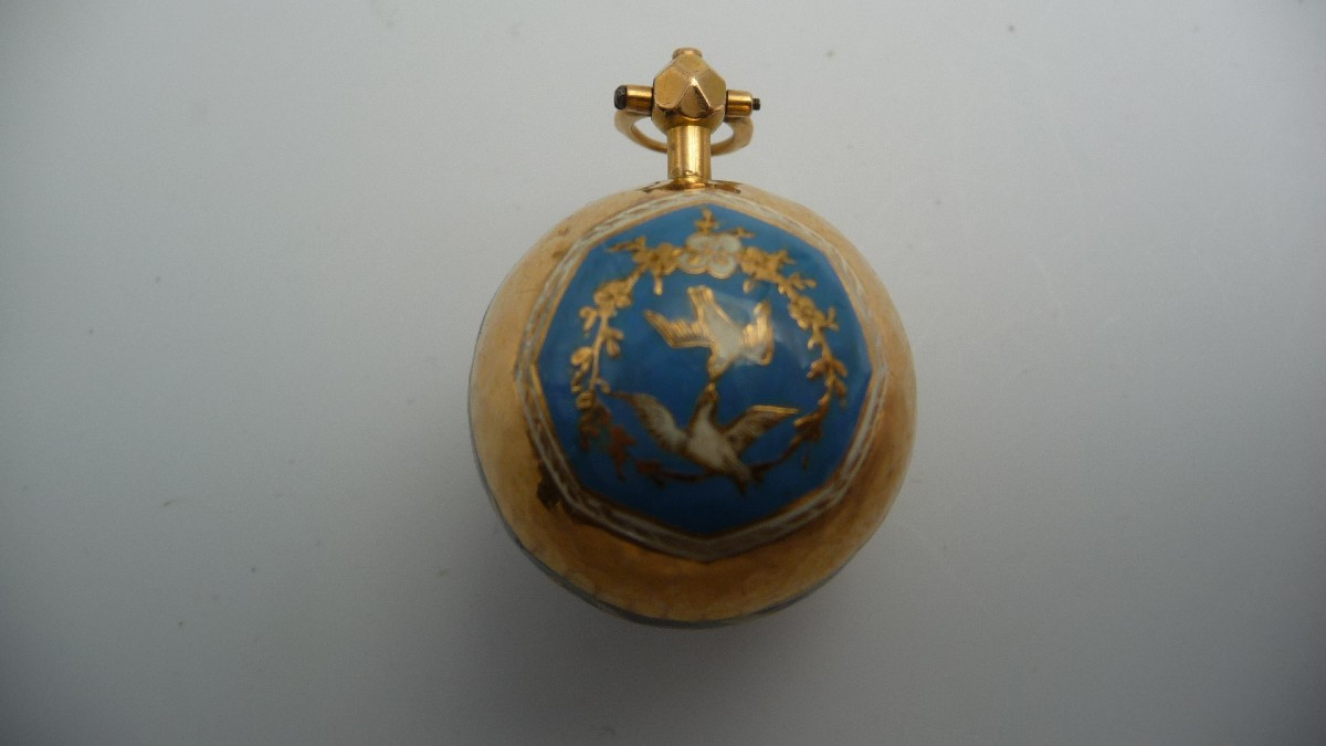 Enamelled Gold Ball Watch, Probably (geneva), First Empire Period-photo-3