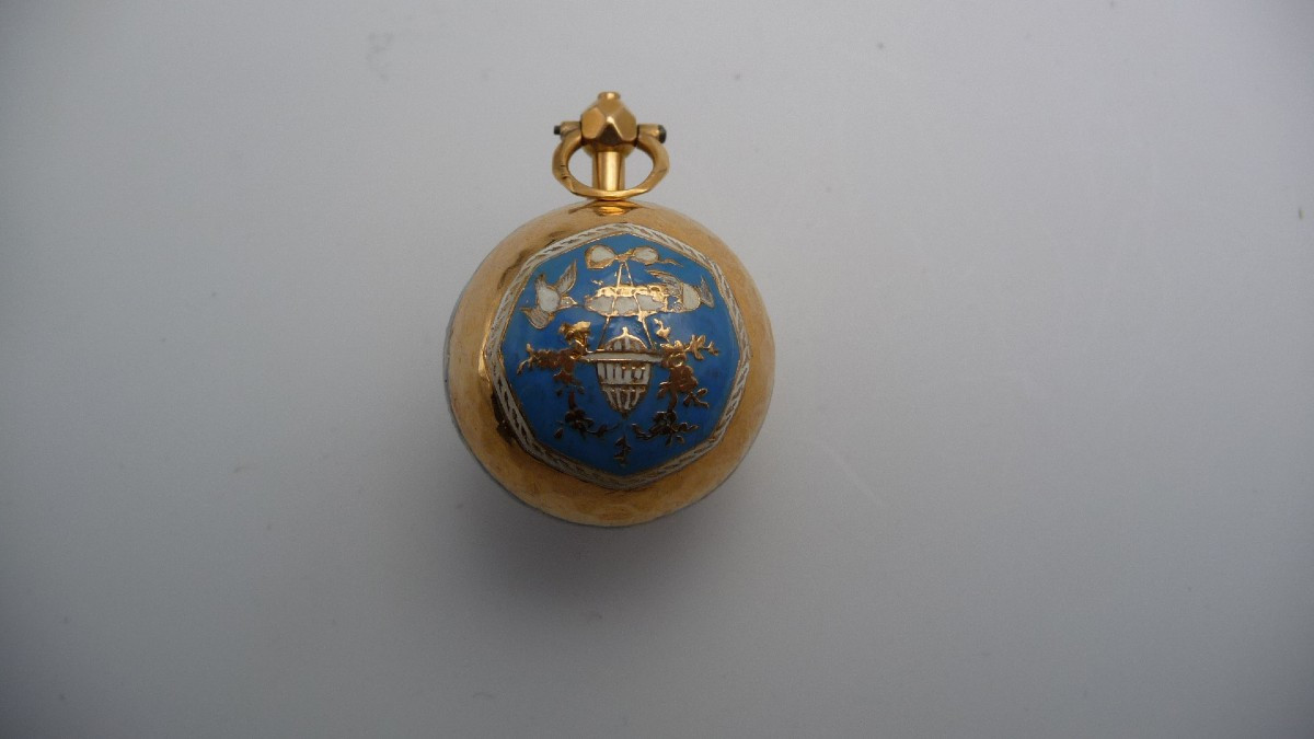 Enamelled Gold Ball Watch, Probably (geneva), First Empire Period-photo-4