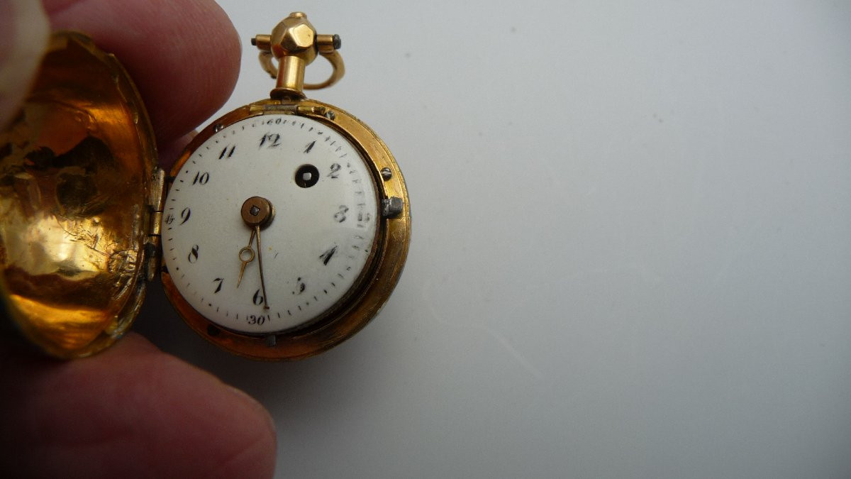 Enamelled Gold Ball Watch, Probably (geneva), First Empire Period-photo-1