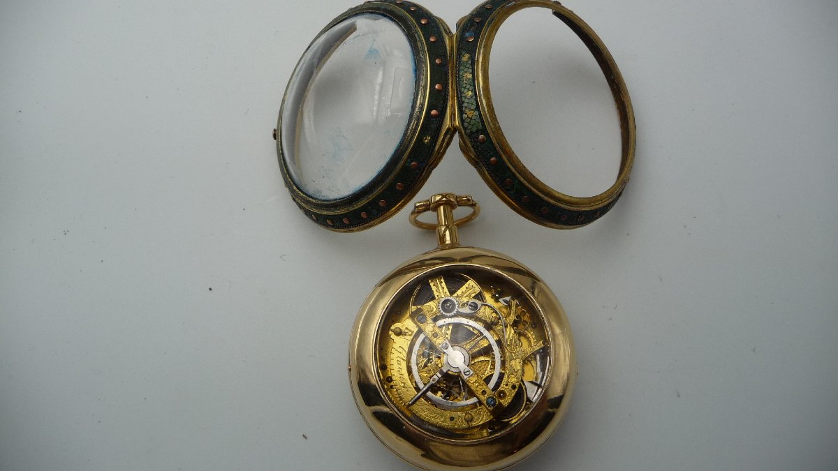 Skeleton Watch With A Striking Chime, In Vermeil, With A Double Case, By (glaesner In Lyon), -photo-3